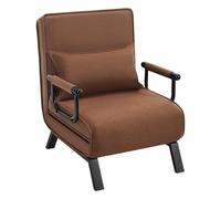WOLTU Fauteuil Lit 1 Place Convertible, Canapé Lit Convertible 3 en 1, avec Dossier Réglable en 5 Positions, Fauteuil Salon, Oreiller Amovible, Siège Rembourré, 65x75x78cm, Marron