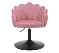 WOLTU Fauteuil Maquillage Velours - Dossier Pétale Hauteur réglable - Tabouret pivotant - Pour Bureau/chambre - Rose