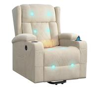 WOLTU Fauteuil Relax Électrique, Fauteuil Massant, Tissu Éponge, Beige