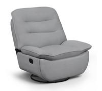 WOLTU Fauteuil Relax, Fauteuil Inclinable, Pivotant à 360°, Fonction de Bascule, Repose-Pieds Pliable, Siège Rembourré de 95 cm de Large, Tissu Aspect Lin, Rangement Latéral, Gris foncé