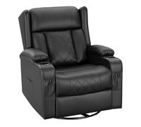 WOLTU Fauteuil Relax Pivotant à 360°, inclinable, Bascule, PU, Noir