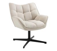 WOLTU Fauteuil Salon, Chaise Pivotante, Assise Rembourrée Large, Beige