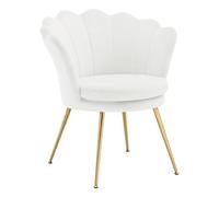 WOLTU Fauteuil Salon, Fauteuil Coquillage, Pieds en Métal, Blanc