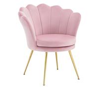 WOLTU Fauteuil Salon, Fauteuil Coquillage, Pieds en Métal, Rose