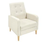 WOLTU Fauteuil Salon, Fauteuil Relax, Fauteuil Cabriolet, Fauteuil Scandinave, Fauteuil en Lin, avec Accoudoirs et Dossier Haut, Siège Rembourré, Pieds en Bois Massif, Beige, SKS41be