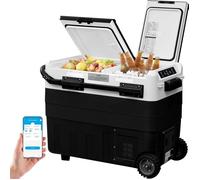 WOLTU Glacière Électrique, 50L, réfrigérateur Portable, Glacière Voiture avec Roulettes, Contrôle APP, DC 12/24V, Noir+Blanc