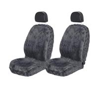 WOLTU Housse de siège de Voiture Universelle, Lot de 2 Couvertures de Siège de Voiture, en Peau d'agneau, Épaisseur 1,8cm, Gris Foncé