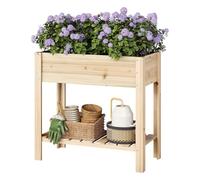 WOLTU Jadinière surélevée en Bois, 80x75x40 cm, Étagère avec Bac à Fleurs, Film Plastique, pour Légumes, Herbes Aromatiques, pour Balcon, Jardin, Terrasse, Intérieur, Extérieur, Couleur du Bois