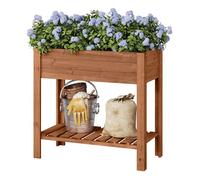 WOLTU Jadinière surélevée en Bois - Étagère avec Bac à Fleurs - 80x75x40cm - Brun