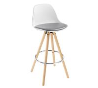 WOLTU Lot de 1 Tabouret de Bar en Similicuir siège Tabouret de Cuisine avec Repose-Pied,Gris+Blanc BH45grw-1