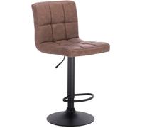 WOLTU Lot de 1 Tabouret de Bar, Pied Noir en Acier, Siège en Similicuir rembourrée, Brun Foncé