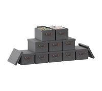 WOLTU Lot de 10 Boîtes de Rangement Pliables, Paniers de Rangement en Tissu Non Tissé, avec Poignées et Couvercle, pour Vêtements et Jouets, Gris, 38x27x20cm