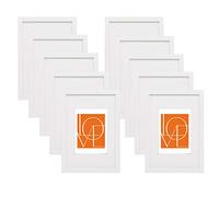 WOLTU Lot de 10 Cadre Photo 15x20cm en Bois, Cadre pour Poster avec Passe Partout, Suspendre Horizontalement ou Verticalement, Décoration Murale ou sur Table, Blanc