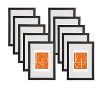 WOLTU Lot de 10 Cadre Photo A4 21x30cm en Bois, Cadre pour Poster avec Passe Partout, Suspendre Horizontalement ou Verticalement, Décoration Murale ou sur Table, Noir