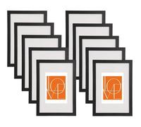 WOLTU Lot de 10 Cadre Photo A4 21x30cm en Bois, Cadre pour Poster avec Passe Partout, Suspendre Horizontalement ou Verticalement, Décoration Murale ou sur Table, Noir
