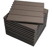 WOLTU Lot de 11 Dalle de terrasse en composite bois-plastique, 1 m², 30x30 cm, Café