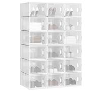 WOLTU Lot de 18 Boîtes à Chaussures Boîtes de Rangement Transparente Boîtes à Jouets en Plastique Pliables et Empilables avec Couvercle, 35x25x19cm (LxlxH)