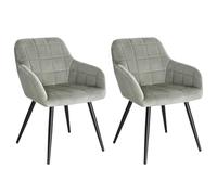 WOLTU Lot de 2 Chaise de Salle à Manger, Chaise de Cuisine rembourrée en Velours, Pied en métal,Gris.