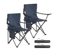 WOLTU Lot de 2 Chaises de Camping, Chaises Pliables Portables avec Porte-gobelet et Poche Latérale, Charge 120 kg, pour Camping, Pêche, Pique-Nique, Plage,Bleu Marine