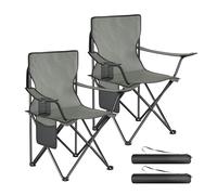 WOLTU Lot de 2 Chaises de Camping, Chaises Pliables Portables avec Porte-gobelet et Poche Latérale, Charge 120 kg, pour Camping, Pêche, Pique-Nique, Plage,Gris Foncé