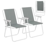 WOLTU Chaises Pliantes Lot de 2, Chaises de Camping avec Dossier Portables et Légères，en Plastique et Oxford 600D pour Salon, Camping, Jardin, Gris Foncé