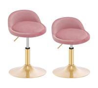 WOLTU Lot de 2 Chaises de Maquillage, Tabouret Coiffeuse, Tabouret Pivotant Réglable en Hauteur 42,5-58 cm, pour Salle à Manger, Cuisine, Salon, Chambre à Coucher, Bureau, Velours, Rose, BH425rs-2
