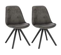 WOLTU Chaise de Salle à Manger Lot de 2 siège en Tissu Scientifique Pied en Bois Massif, Chaise de Cuisine Chaise de Salon Anthracite, BH268an-2