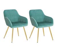 WOLTU Lot de 2 Chaises de Salle à Manger avec accoudoirs, Chaise de Salon Structure en métal et Assise en Velours,Vert Turc BH232ts-2