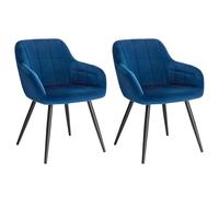WOLTU Lot de 2 Chaises de Salle à Manger avec accoudoirs, Chaise de Salon, Structure en métal et Assise en Velours,Bleu BH93bl-2