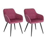 WOLTU Lot de 2 Chaises de Salle à Manger avec accoudoirs, Chaise de Salon Structure en métal et Assise en Velours,Bordeaux BH93bd-2