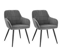 WOLTU Lot de 2 Chaises de Salle à Manger avec accoudoirs, Chaise de Salon Structure en métal et Assise en Velours,Gris Foncé BH93dgr-2