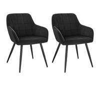 WOLTU Lot de 2 Chaises de Salle à Manger avec Accoudoirs, Chaise de Salon Structure en métal et Assise en Velours, Noir BH93sz-2