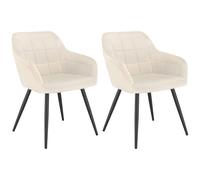 WOLTU Lot de 2 Chaises de Salle à Manger avec accoudoirs, Chaise de Salon Structure en métal et Assise en Velours,Crème Blanc BH93cm-2
