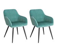 WOLTU Lot de 2 Chaises de Salle à Manger avec accoudoirs, Chaise de Salon, Structure en métal et Assise en Velours,Vert Turc BH93ts-2