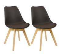 WOLTU Lot de 2 Chaises de Salle à Manger avec Siège Rembourré, Chaise de Salon Scandinave sur Pieds en Bois Massif, Brun, BH29br-2