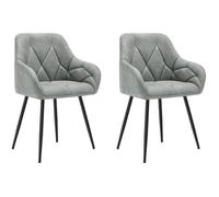 WOLTU Lot de 2 Chaises de Salle à Manger, Chaise Cuisine Rembourrée en SimiliCuir Vintage, Pieds en Métal, Gris W0ATT0544-2