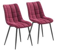 WOLTU Lot de 2 Chaises de salle à manger, Chaise de cuisine, Siège en velours, Pieds en métal, Bordeaux