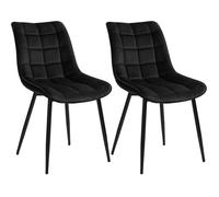 WOLTU Chaises de Salle à Manger Lot de 2, Chaise de Cuisine Assise rembourrée en Velours épais Pieds en métal,Noir BH142sz-2