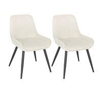 WOLTU Lot de 2 Chaises de Salle à Manger, Chaises Relaxantes en Velours, pour Salon, Salle de séjour, Cuisine, Chambre à Coucher, Crème Blanc, BH331cm-2