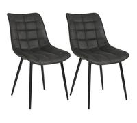 WOLTU Lot de 2 Chaises de salle à manger, en tissu scientifique, Chaises de cusine, pieds en métal, Anthracite