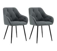 WOLTU Lot de 2 Chaises de Salle à Manger Ergonomique,Chaise de Cuisine en Velours Rembourrée,Pieds en Métal,Gris foncé W0ATT0141-2