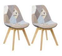 WOLTU 2 X Chaises Salle à Manger, Chaise Patchwork, en Lin + Bois Gris + Kaki BH29pw-2