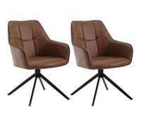 WOLTU Lot de 2 Chaises de Salle à Manger Pivotantes, Fauteuils Rembourrés en Similicuir Vintage, Marron Clair W0ATT0180-2