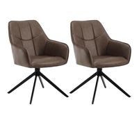 WOLTU Lot de 2 Chaises de Salle à Manger Pivotantes, Fauteuils Rembourrés en Similicuir Vintage, Marron W0ATT0179-2