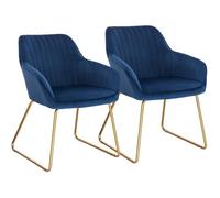 WOLTU Chaise de Salle à Manger Lot de 2, Moderne Chaise de Cuisine, Fauteuil scandinave, Chaise Coiffeuse, pour Salle de Séjour, Chambre à Coucher, Cuisine, en Velours et métal Bleu BH246bl-2