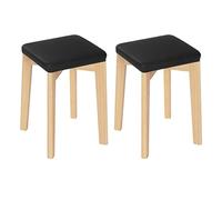 WOLTU Lot de 2 Chaises de Salle à Manger,Tabouret de Cuisine | Tabouret en Bois Massif avec Siège Rembourré d’Éponge et Recouvert de PU