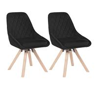 WOLTU Lot de 2 Chaises Pivotantes de Salle à Manger, Chaises de Cuisine Scandinaves, Siège Rembourré, Pieds en Bois Massif, en Velours, Noir, BH359sz-2