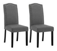 WOLTU Lot de 2 Chaises Salle à Manger en Lin, Chaise de Cuisine avec Dossier Haut, Chaise Salon Rembourré, Gris foncé W0ATT0127-2