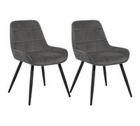WOLTU Lot de 2 Chaises Salle à Manger, Relaxantes en Velours, Scandinaves Ergonomiques avec Dossier pour Salon, séjour, Cuisine, Chambre Coucher,Gris foncé, BH331dgr-2, 43D x 52.5W 81.5H cm