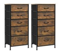 WOLTU Lot de 2 Commodes 5 Tiroirs, Meubles de Rangement à Tiroirs en Tissu